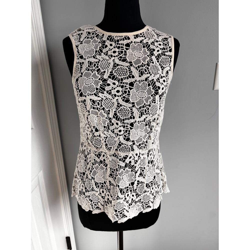 Cabi Lace Crochet Top Sleeveless Peplum Elegant Party Cocktail‎ Blouse Top Sz XS